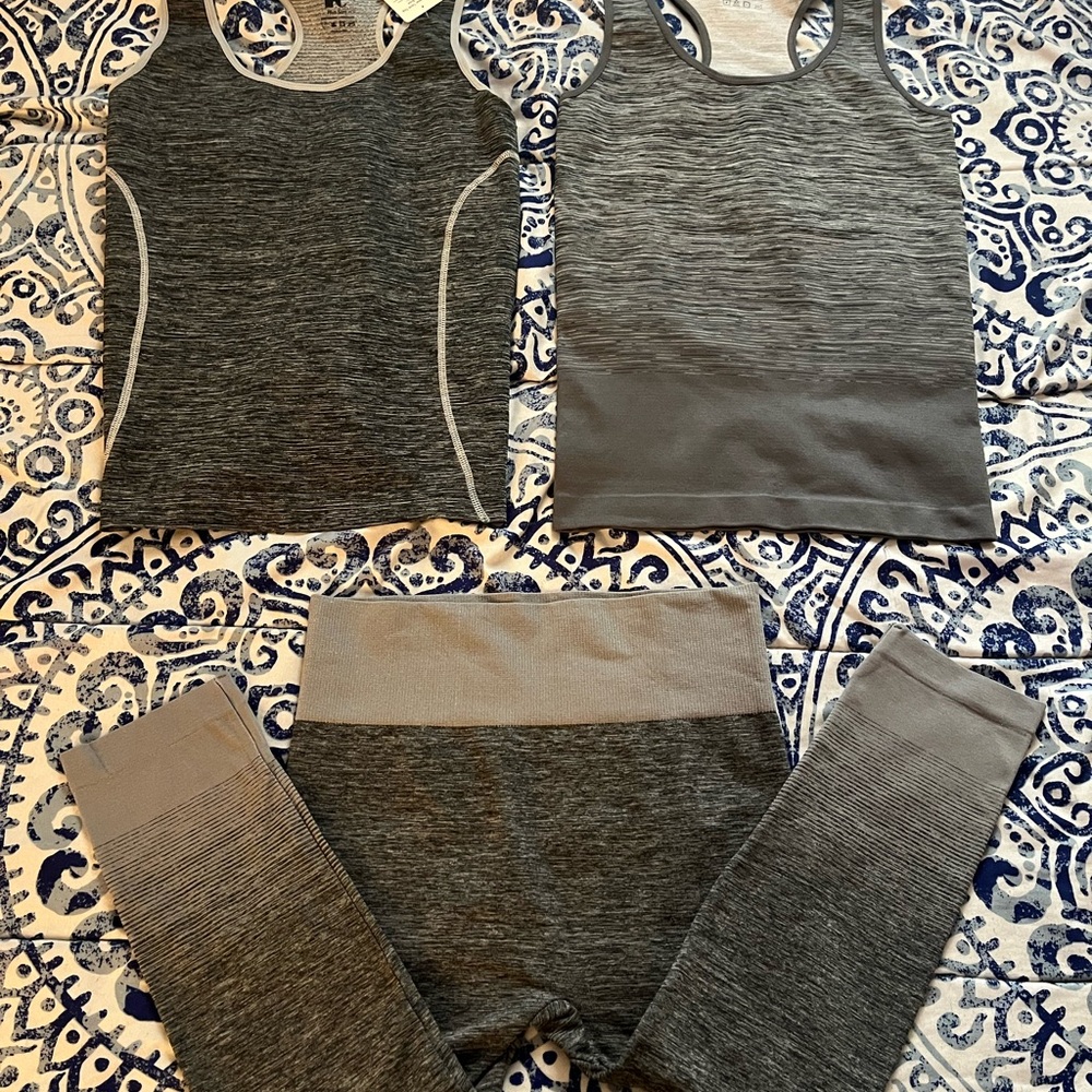 Gray Women's Crop Tops and Workout Leggings